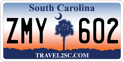 SC license plate ZMY602