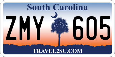 SC license plate ZMY605