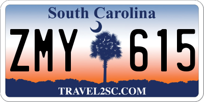 SC license plate ZMY615