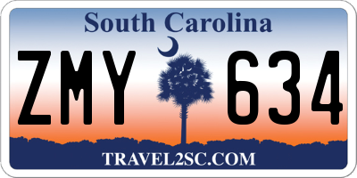 SC license plate ZMY634
