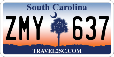 SC license plate ZMY637