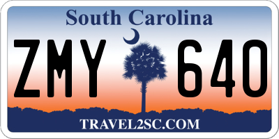 SC license plate ZMY640