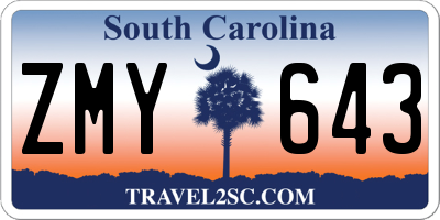 SC license plate ZMY643