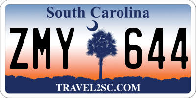 SC license plate ZMY644