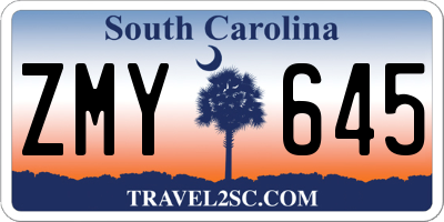 SC license plate ZMY645
