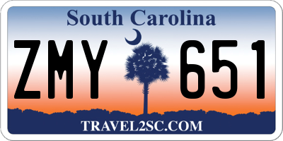 SC license plate ZMY651
