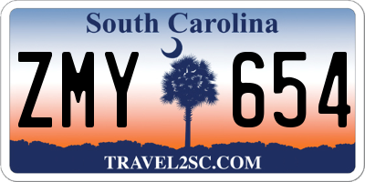 SC license plate ZMY654