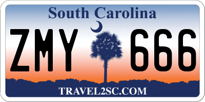 SC license plate ZMY666