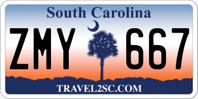 SC license plate ZMY667