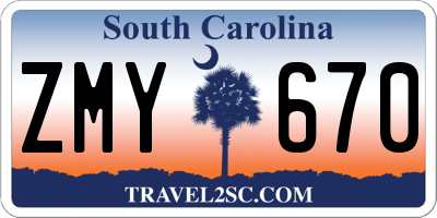 SC license plate ZMY670