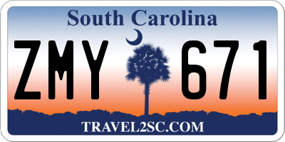SC license plate ZMY671