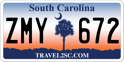 SC license plate ZMY672