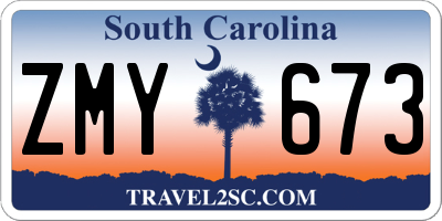 SC license plate ZMY673