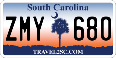 SC license plate ZMY680