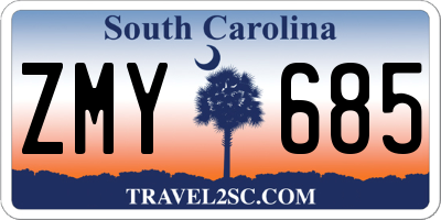 SC license plate ZMY685