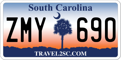 SC license plate ZMY690