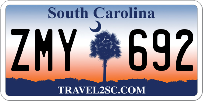 SC license plate ZMY692