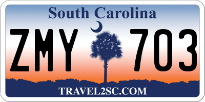 SC license plate ZMY703
