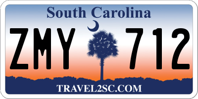 SC license plate ZMY712