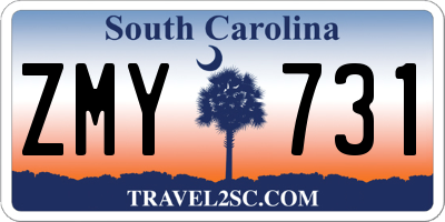 SC license plate ZMY731