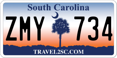 SC license plate ZMY734