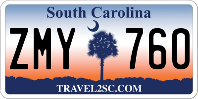 SC license plate ZMY760