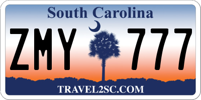 SC license plate ZMY777