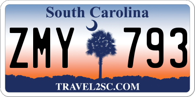 SC license plate ZMY793