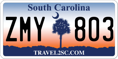 SC license plate ZMY803