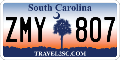 SC license plate ZMY807