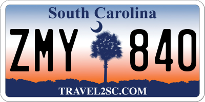 SC license plate ZMY840