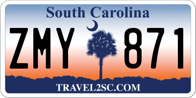 SC license plate ZMY871