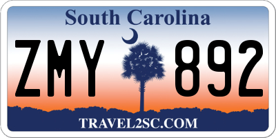SC license plate ZMY892