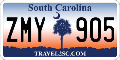 SC license plate ZMY905