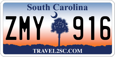 SC license plate ZMY916