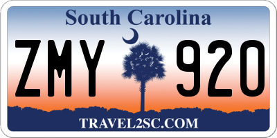 SC license plate ZMY920