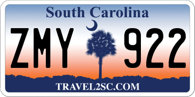 SC license plate ZMY922