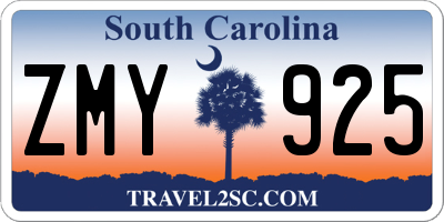 SC license plate ZMY925
