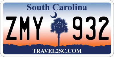 SC license plate ZMY932