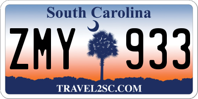 SC license plate ZMY933