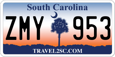SC license plate ZMY953