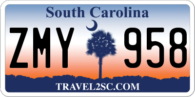 SC license plate ZMY958