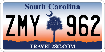 SC license plate ZMY962