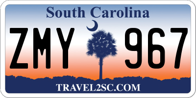 SC license plate ZMY967