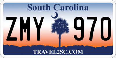 SC license plate ZMY970