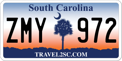 SC license plate ZMY972