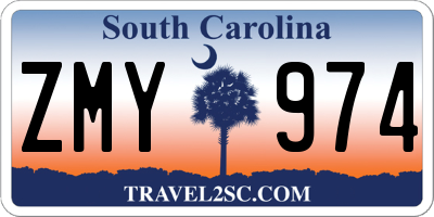 SC license plate ZMY974