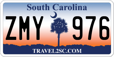 SC license plate ZMY976