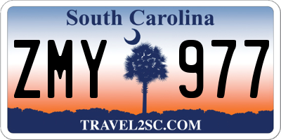 SC license plate ZMY977