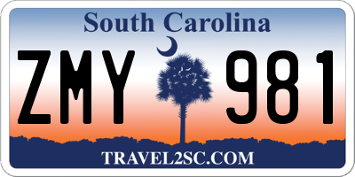SC license plate ZMY981